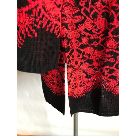 Misook Black & Dark Pink Floreat 3/4 Sleeve Jacket Cardigan, Size XS - Picture 4 of 7